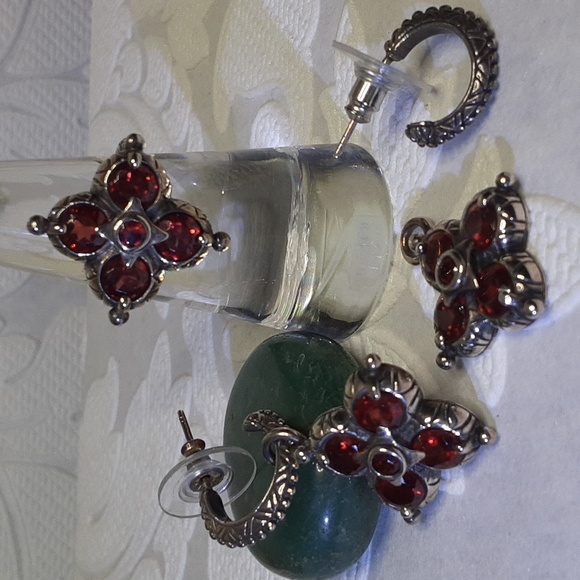 925 Genuine Garnets Earrings and Ring Set. FIRM. - Picture 1 of 17
